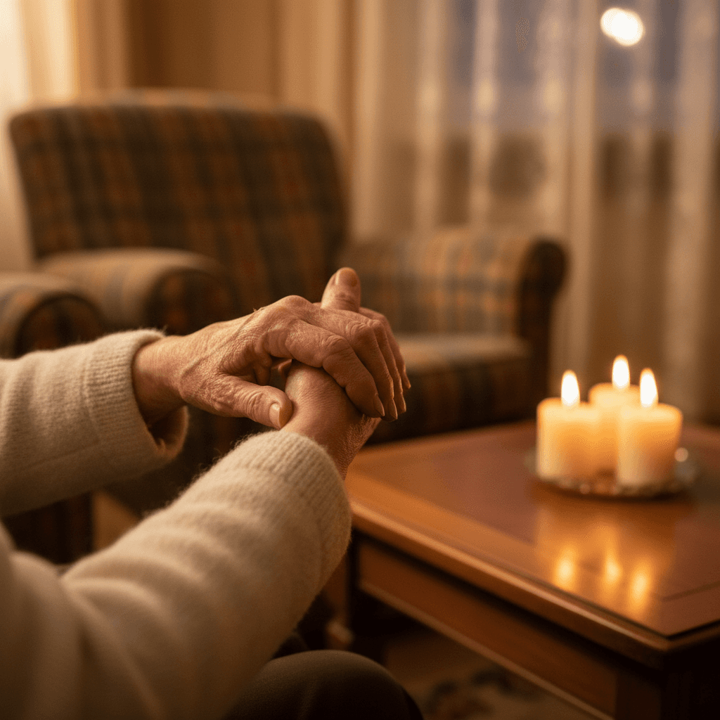 Elderly woman and companion during a visiting session