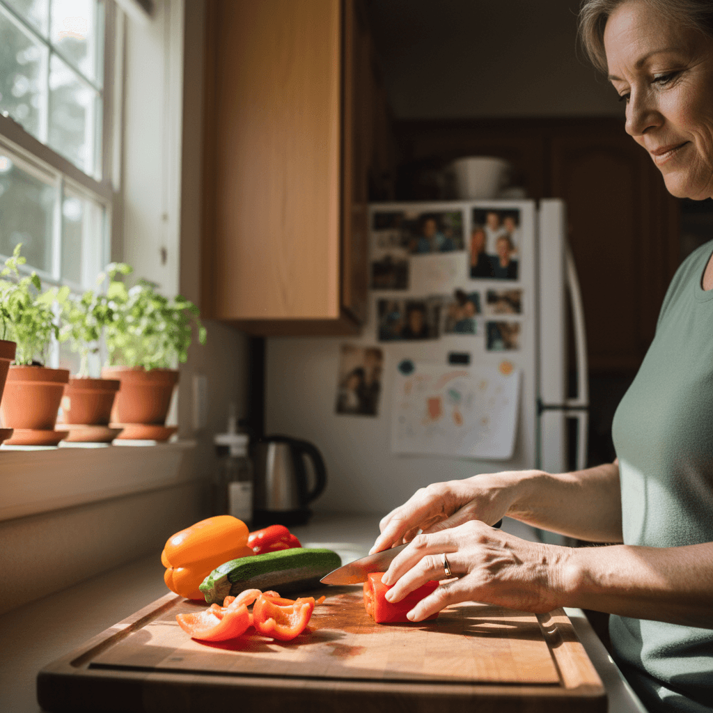 Companion helping elderly woman with shopping